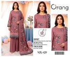 Orang Luxury 3-Piece Digital Printed Linen Suit (VOL-429)