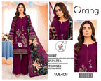 Orang Luxury 3-Piece Digital Printed Linen Suit (VOL-429)