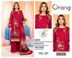Orang Luxury 3-Piece Digital Printed Linen Suit (VOL-429)