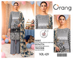 Orang Luxury 3-Piece Digital Printed Linen Suit (VOL-429)