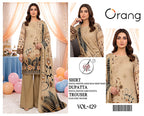 Orang Luxury 3-Piece Digital Printed Linen Suit (VOL-429)