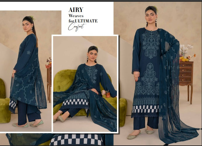 Bin Iqbal Winter Luxury Viscose Doriya 3-Piece Suit (VOL-668)