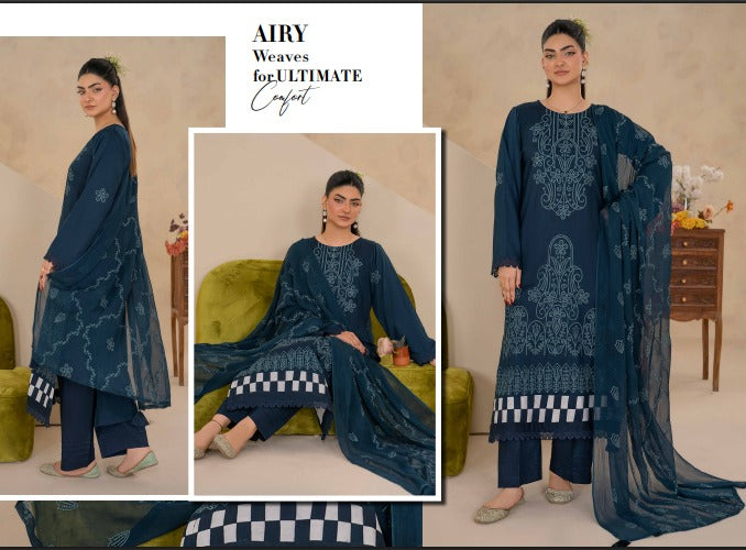 Bin Iqbal Winter Luxury Viscose Doriya 3-Piece Suit (VOL-668)