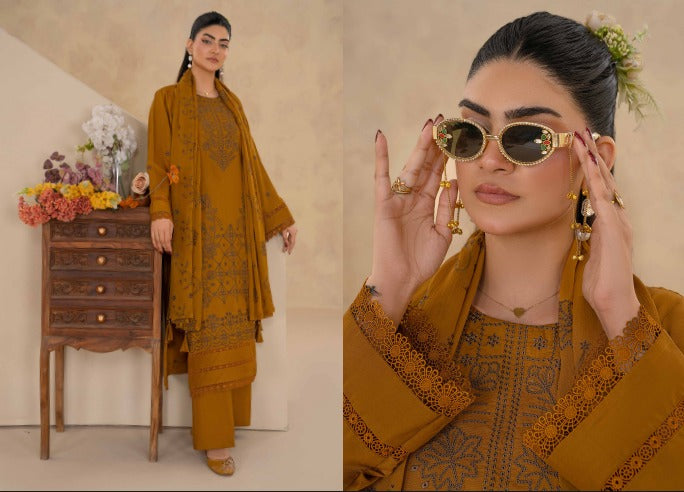 Bin Iqbal Winter Luxury Viscose Doriya 3-Piece Suit (VOL-668)