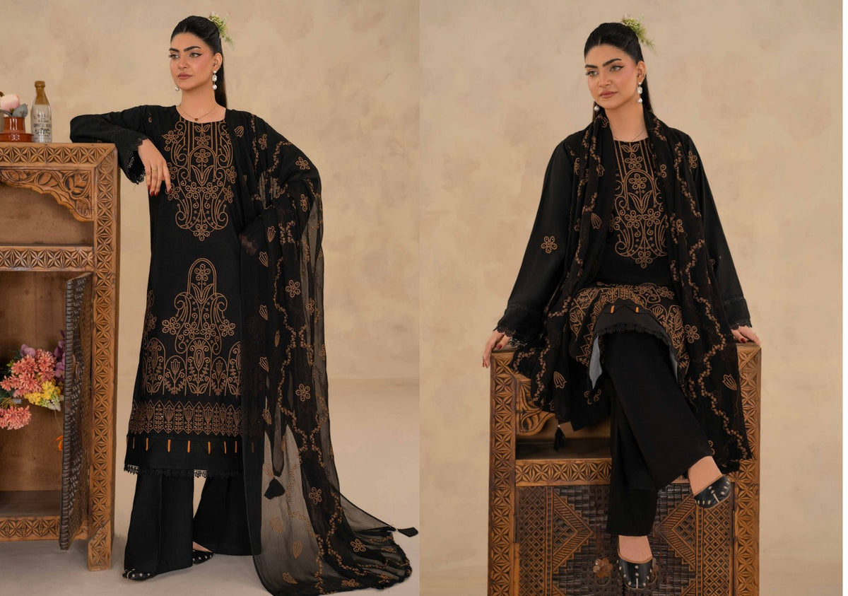 Bin Iqbal Winter Luxury Viscose Doriya 3-Piece Suit (VOL-668)